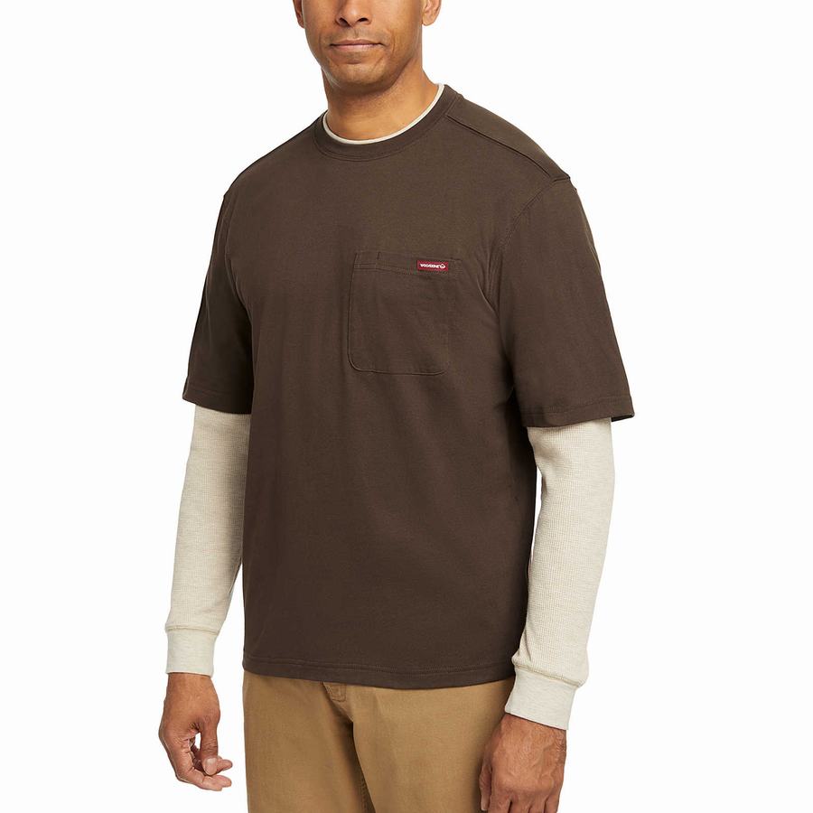 Dark Brown Wolverine Miter II Tee Men T Shirts | NZI2186ZU