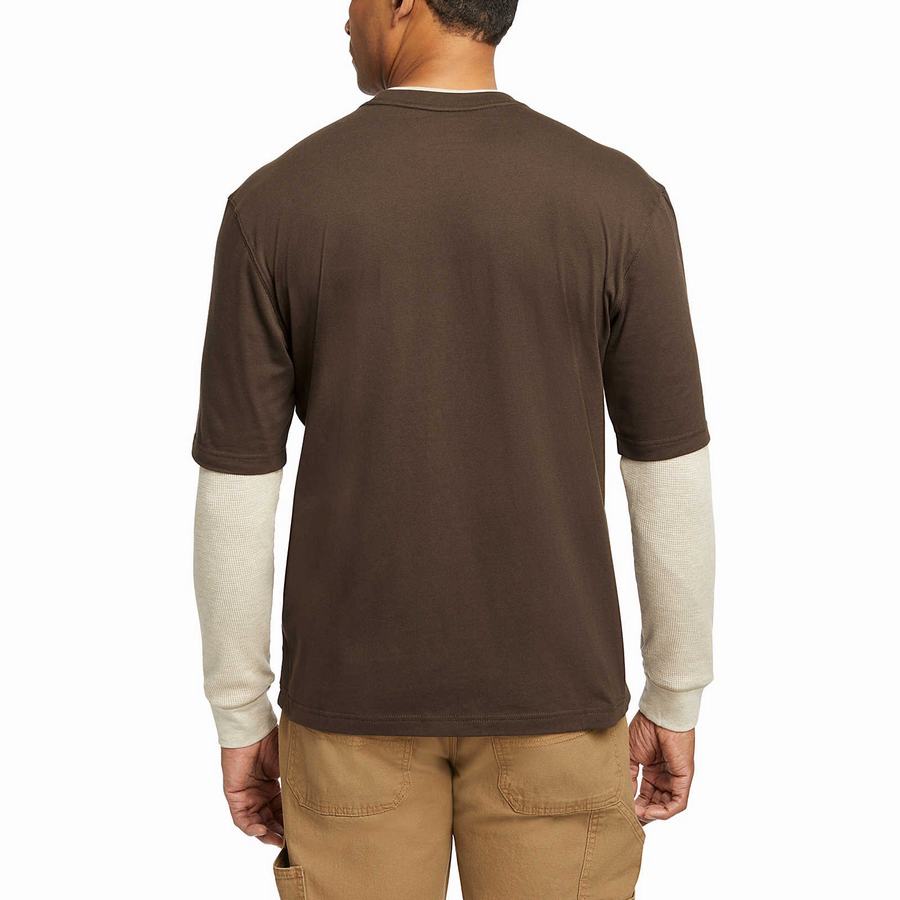 Dark Brown Wolverine Miter II Tee Men T Shirts | NZI2186ZU