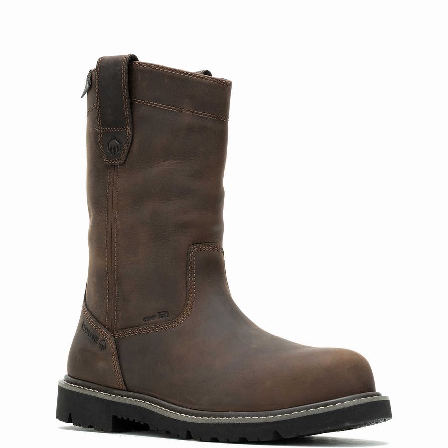 Dark Brown Wolverine Revival Composite-Toe Work Wellington Men Boots | OSL4642BK