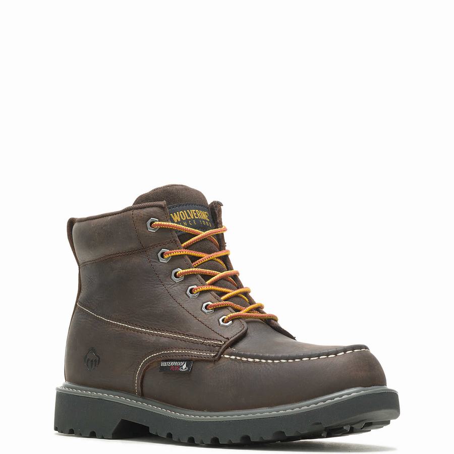 Dark Coffee Wolverine Floorhand Moc Toe 6” Men Work Boots | HTM2164UW