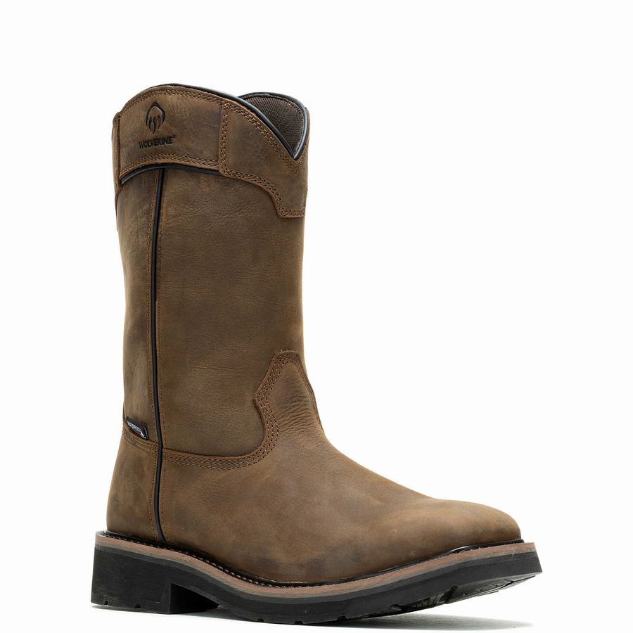 Dark Coffee Wolverine Rancher Pull-Tab Waterproof Steel-Toe Wellington Men Boots | TLM9593PS