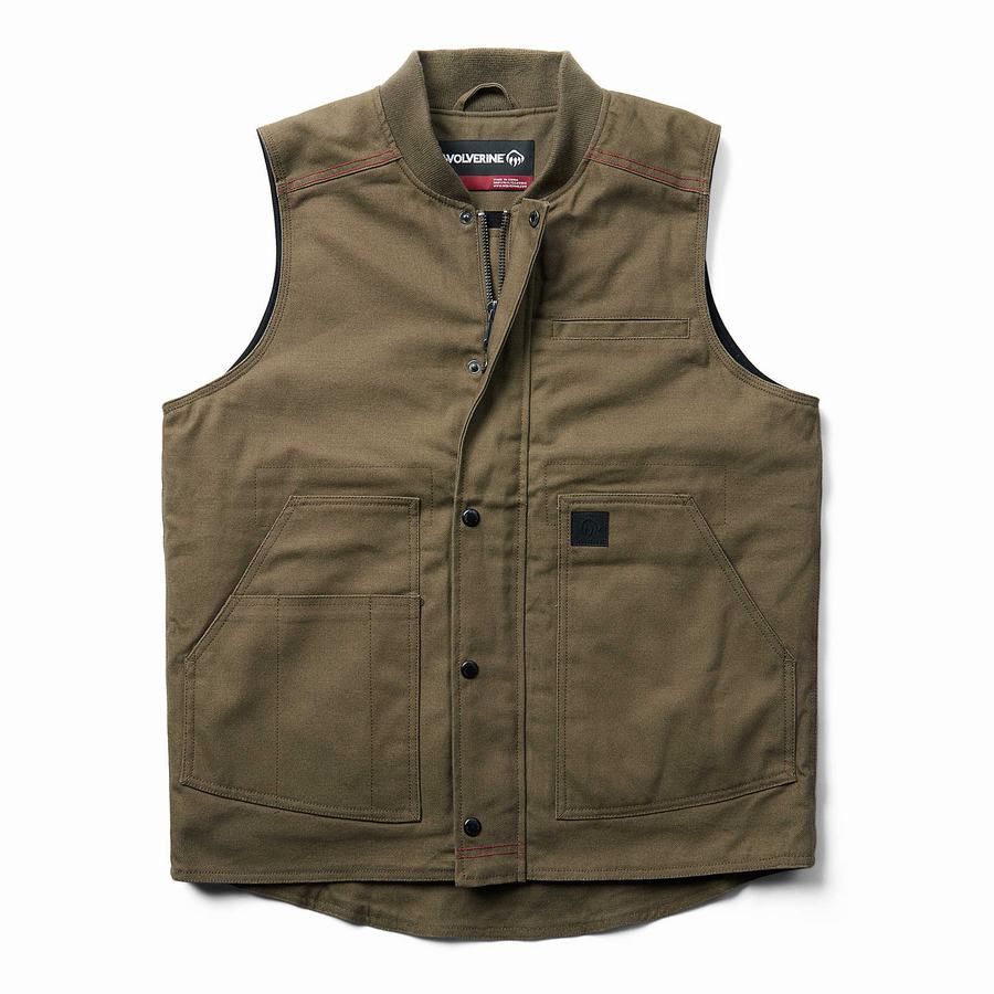 Dark Green Wolverine Guardian Cotton™ Work Men Vest | XUC7681AY