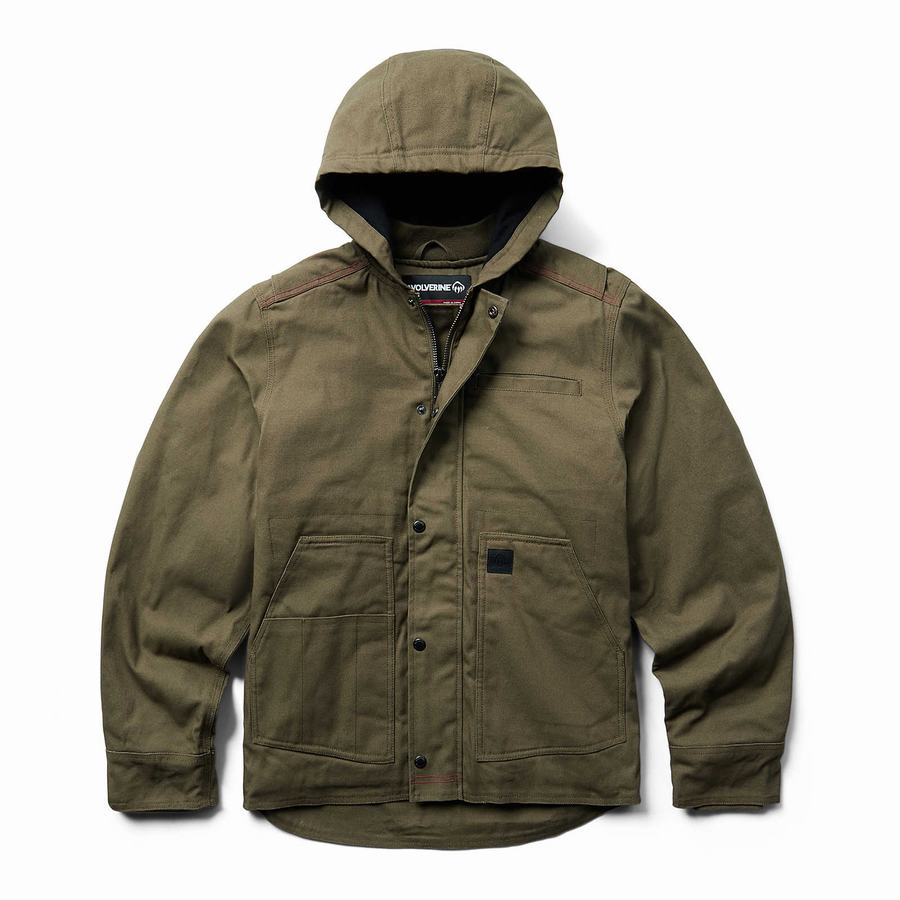 Dark Green Wolverine Guardian Cotton™ Work Men Jackets | MYR4628YB