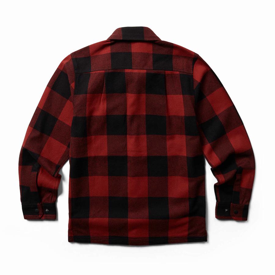 Dark Red Black Wolverine Forge Flannel Overshirt Men Shirts | YTX3169FX