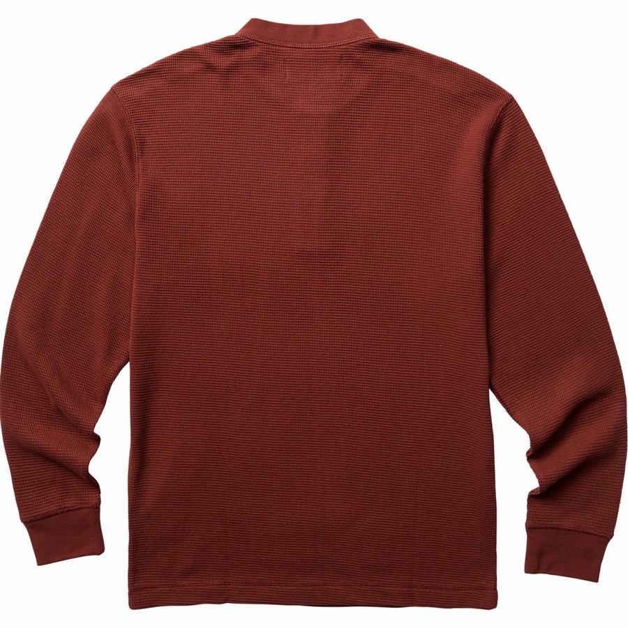 Dark Red Wolverine Walden Long Sleeve Henley Big & Tall Men T Shirts | UOE25100YS