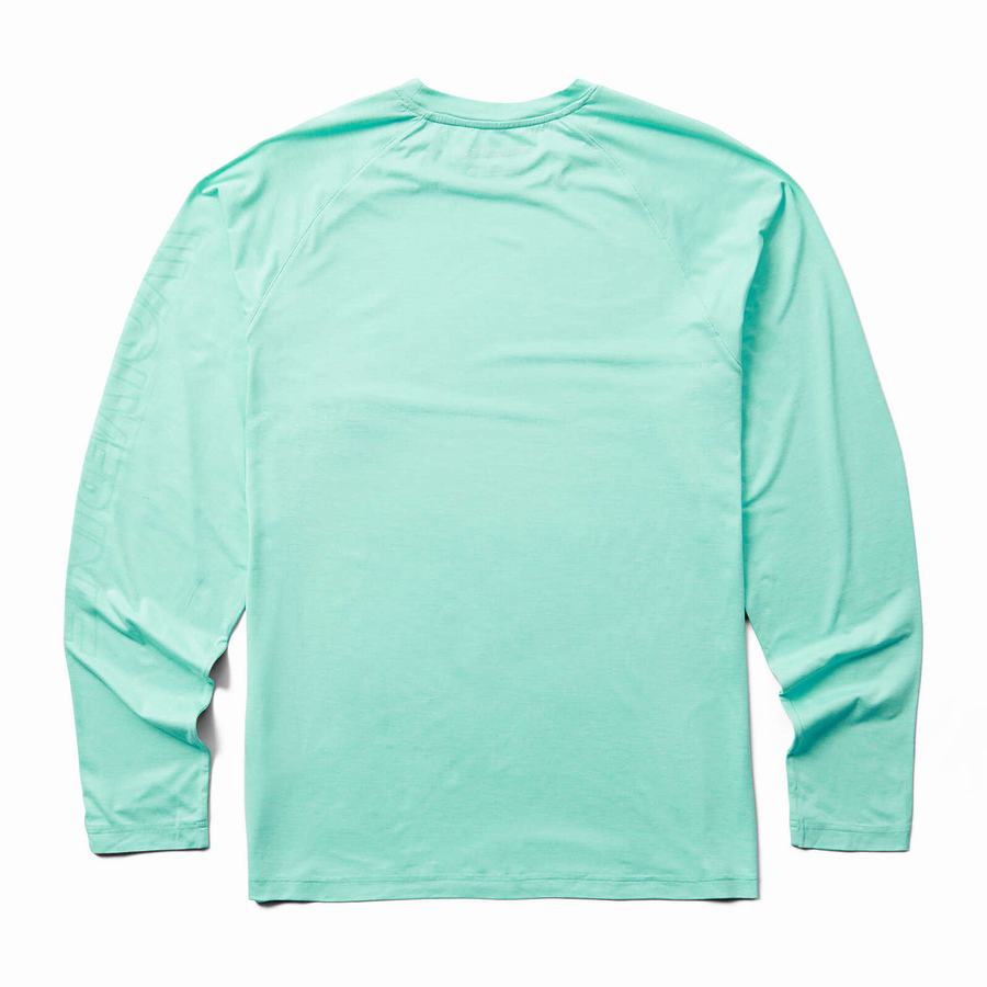 Green Wolverine Sun-Stop Long Sleeve Crew Men T Shirts | FEJ3933WG