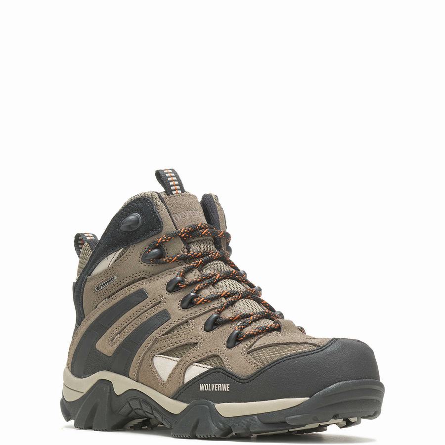 Grey Brown Wolverine Wilderness Men Hiking Boots | SVD2954JV