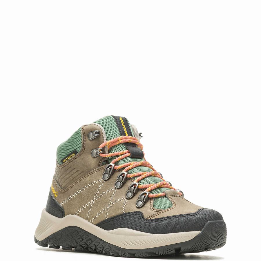 Grey Green Wolverine Luton Waterproof Women Hiking Boots | SUS3472GL