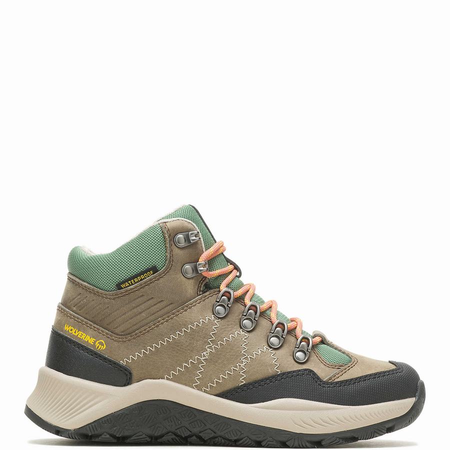 Grey Green Wolverine Luton Waterproof Women Hiking Boots | SUS3472GL