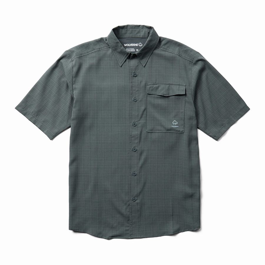 Grey Wolverine Driver Short Sleeve LW Men Shirts | FQY262CG