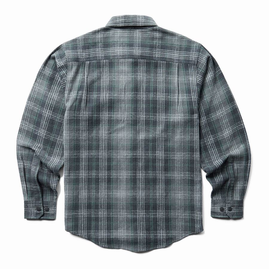 Grey Wolverine Glacier Heavyweight Long Sleeve Flannel Men Shirts | ZOB7019RY