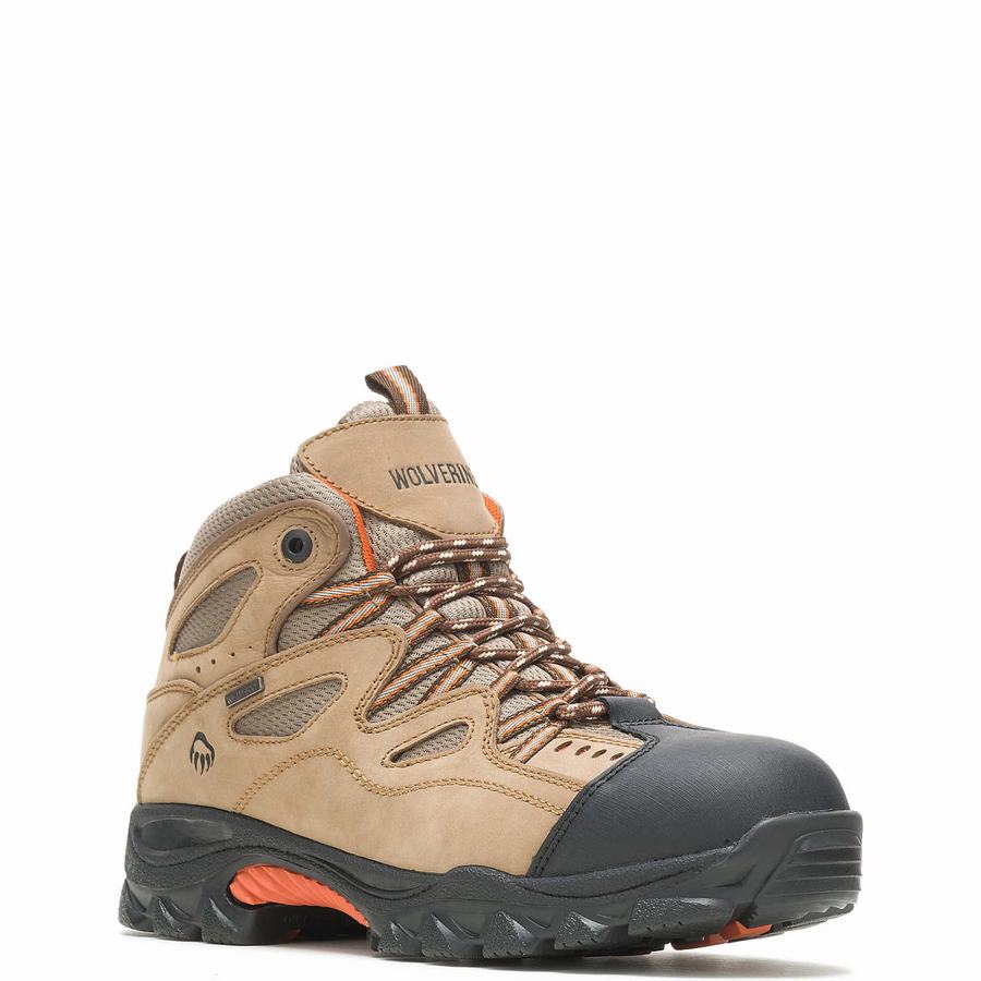 Light Brown Orange Wolverine Durant Waterproof Steel-Toe Men Work Boots | JHY7525WY