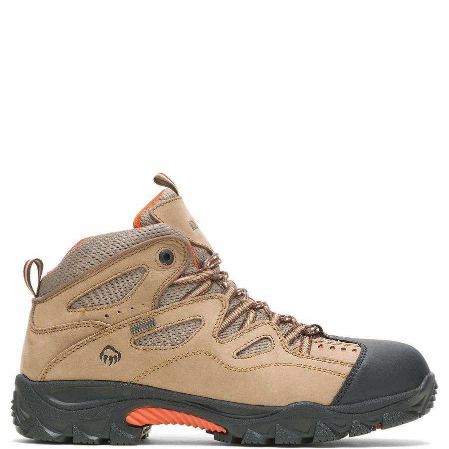 Light Brown Orange Wolverine Durant Waterproof Steel-Toe Men Work Boots | JHY7525WY