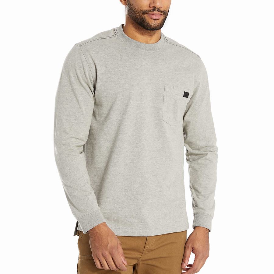 Light Grey Wolverine Guardian Cotton™ Long Sleeve Pocket Tee Men T Shirts | HLQ5418WS