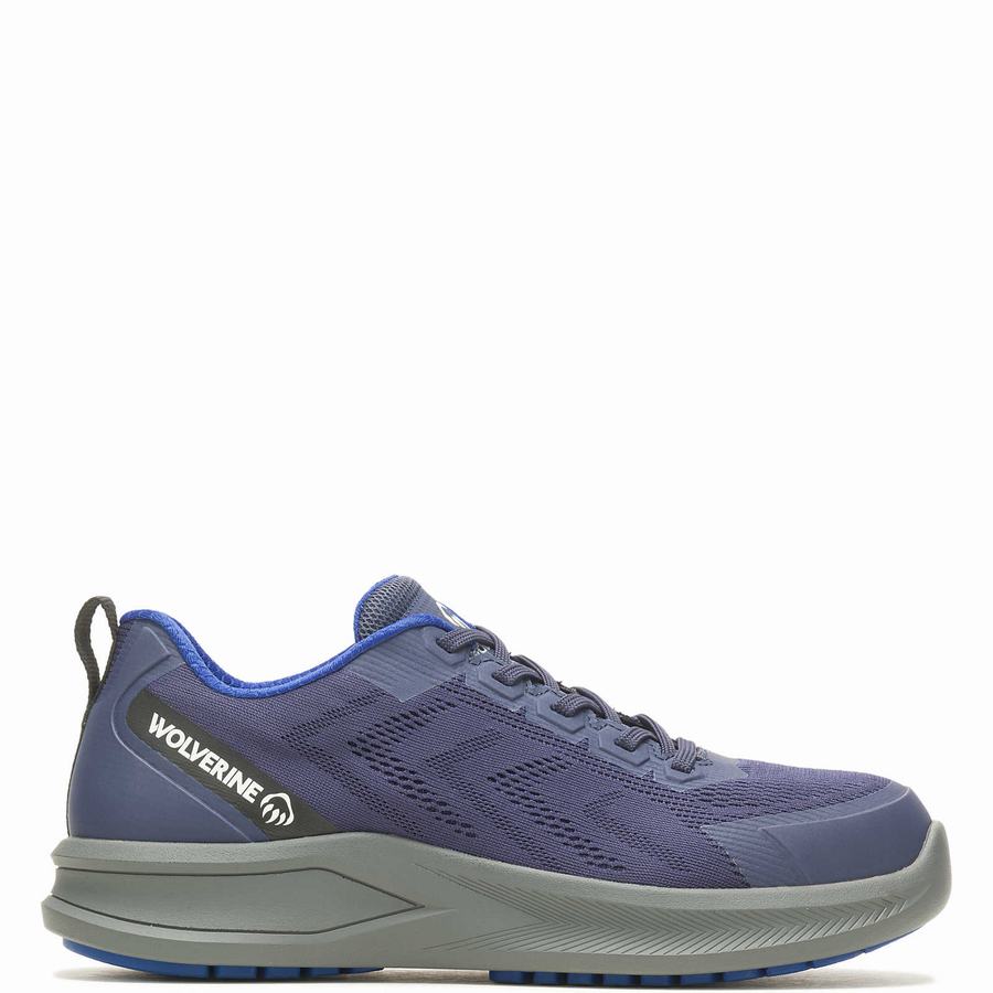 Navy Wolverine Bolt DuraShocks® Knit CarbonMax® Men Work Shoes | NFG9515XJ