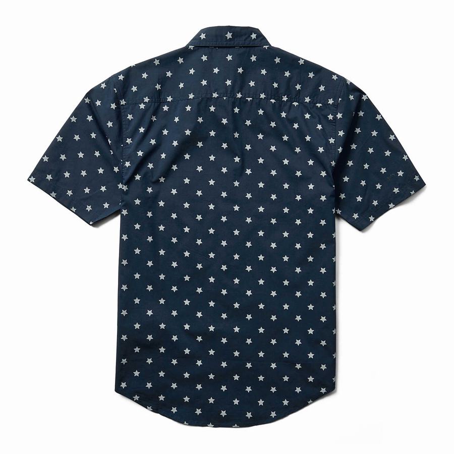 Navy Wolverine Fuse Short Sleeve Print Men Shirts | BMA8297AS