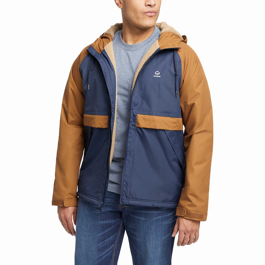 Navy Wolverine I-90 Sherpa Lined Rain Men Jackets | BAO4976JI