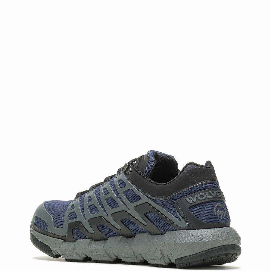 Navy Wolverine Rev Vent UltraSpring™ DuraShocks® CarbonMAX® Men Work Shoes | ZAL8939VA