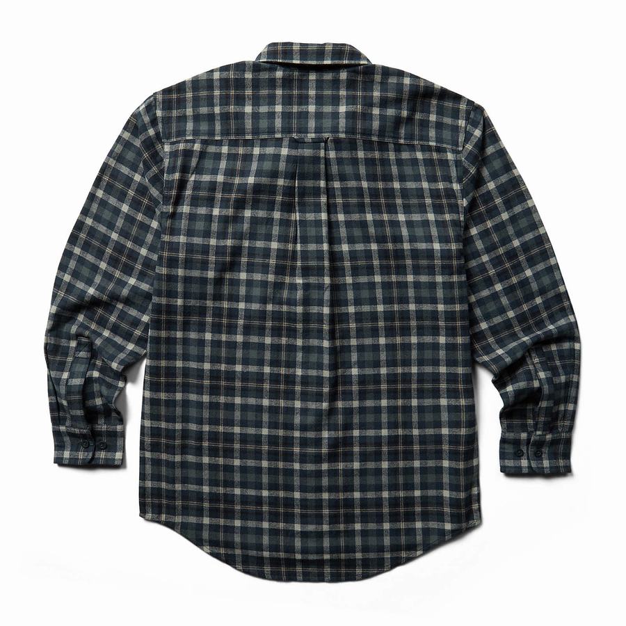 Navy Wolverine Rivet Flannel Men Shirts | XMV4522IS