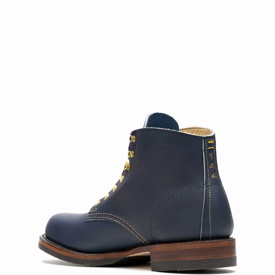 Navy Wolverine x University of Michigan Team #144 Commemorative 1000 Mile Men Work Boots | UJX3124KS