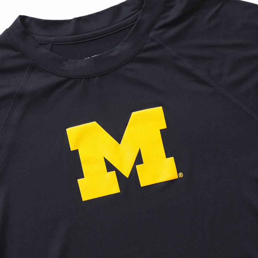 Navy Wolverine x Valiant University of Michigan Sun-Stop Eco Long Sleeve Tee Men T Shirts | TQT1423IT