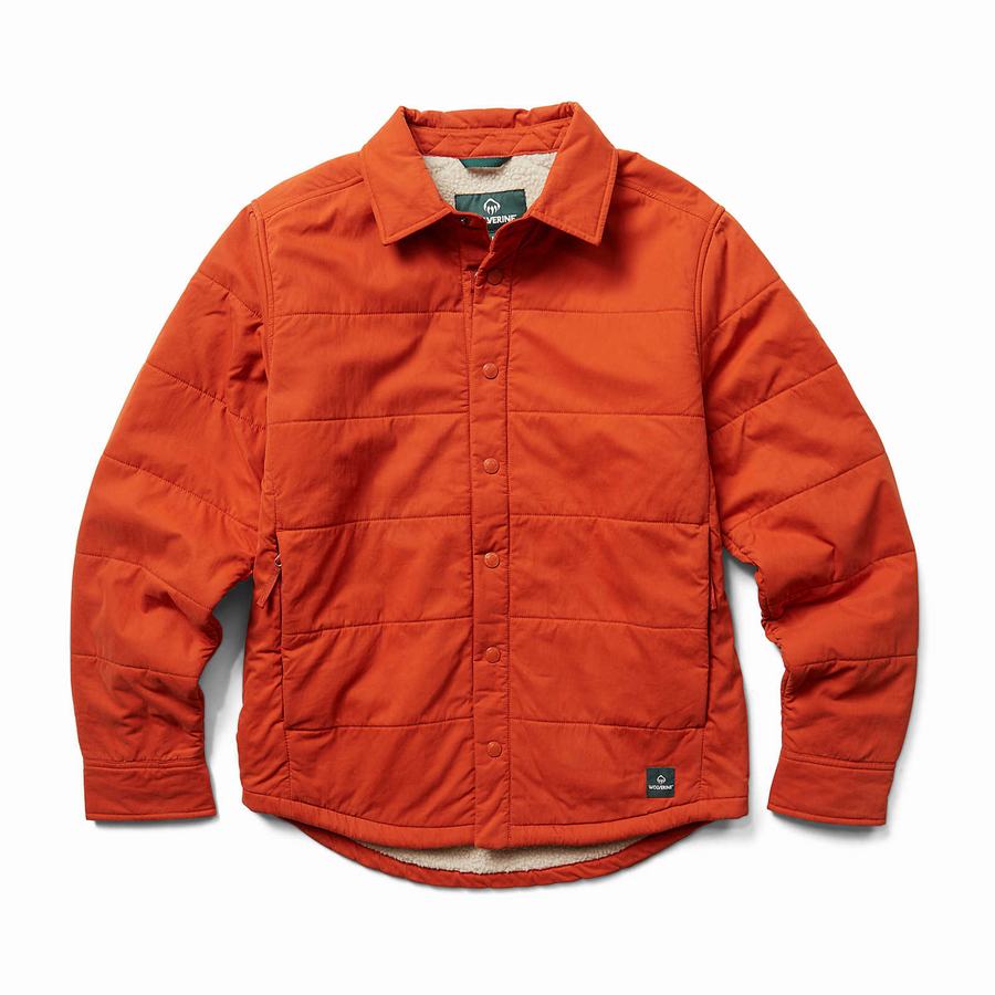 Orange Wolverine Sherpa Shirt Men Jackets | ATC255RD