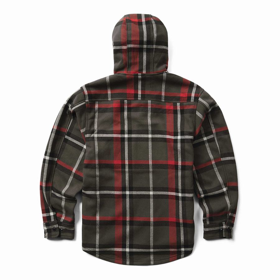 Red Wolverine Bucksaw Hooded Flannel Shirt Big & Tall Men Jackets | MEX3090YN